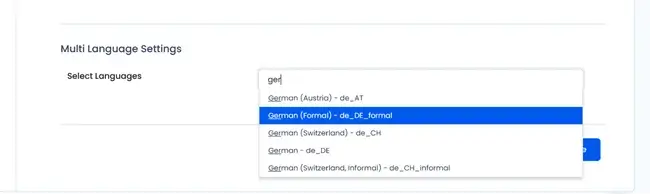 Multi Language Settings