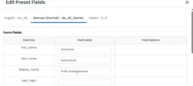 Translate form fields
