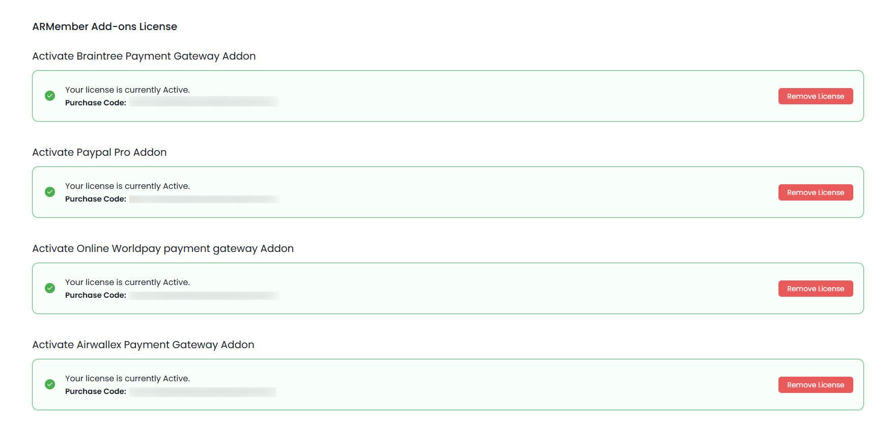 addon license remove