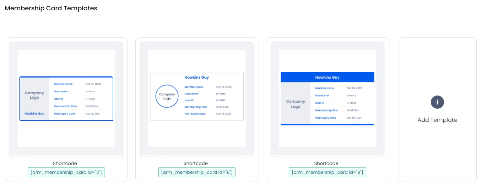 ARMember - Membership card Templates