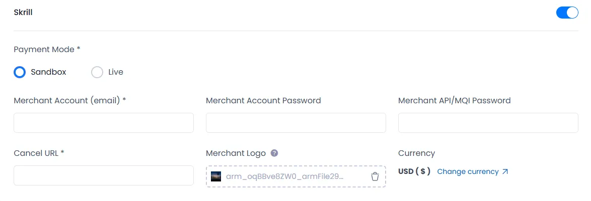 general setting screen skrill payment gateway