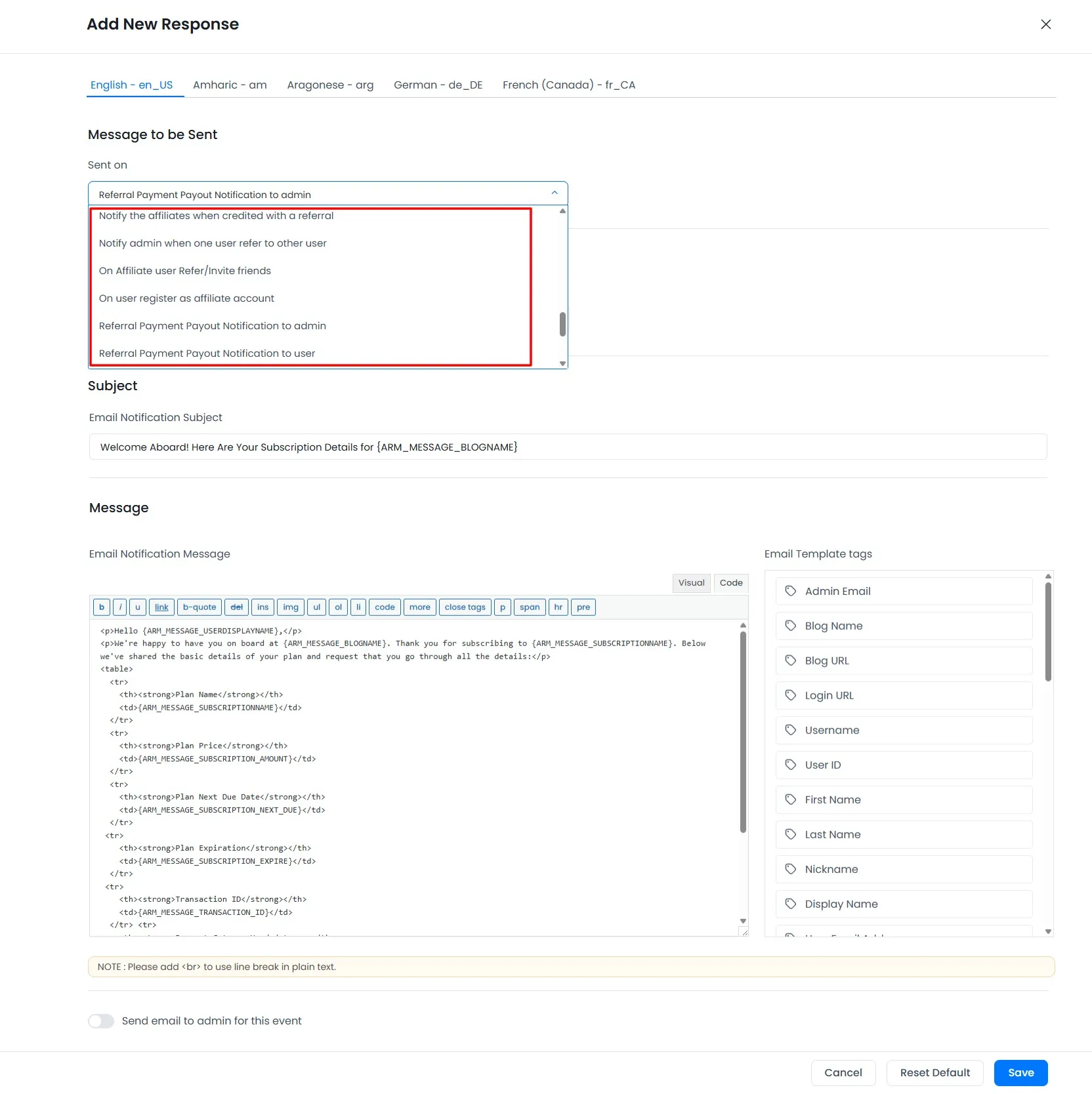 ARMember Affiliate Email Notification