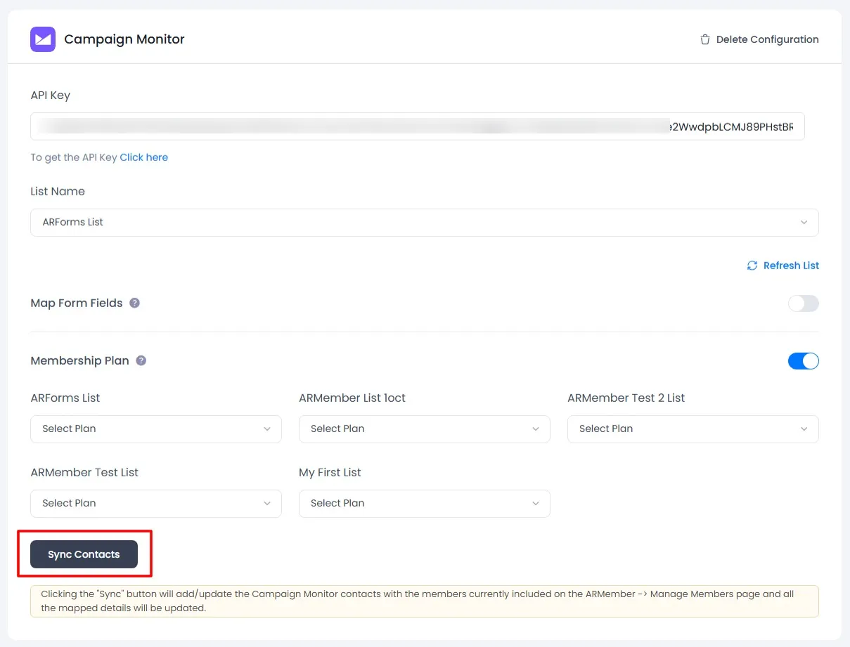 ARMember Campaign Sync data