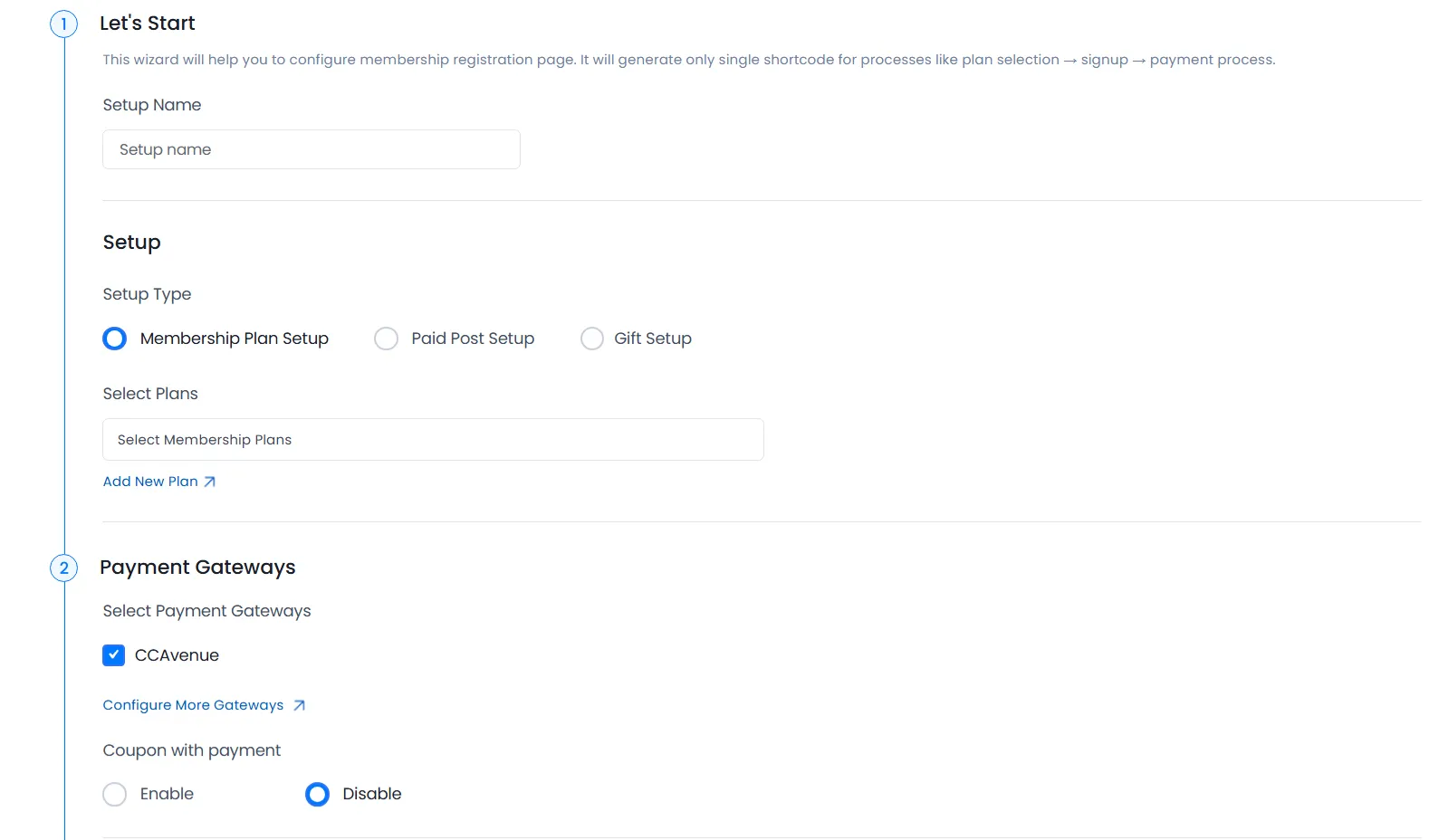 Configure Plan - CCAvenue