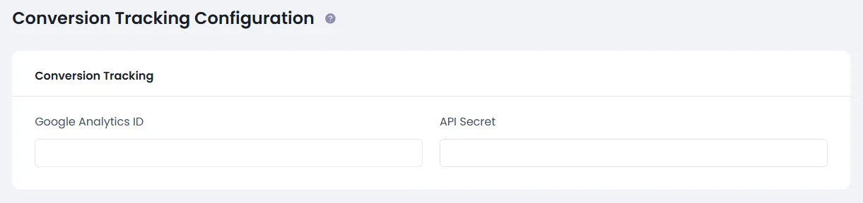 Conversion Tracking Configuration Settings