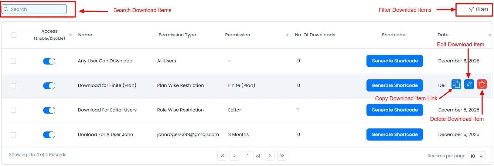 Manage Download Items