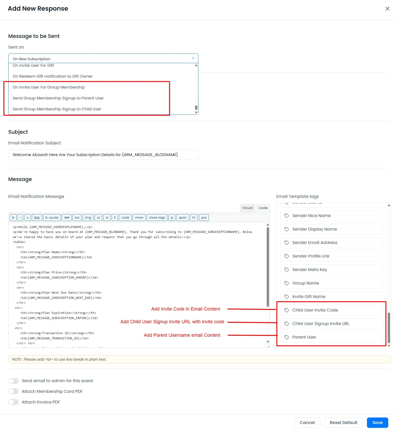 ARMember Group Membership Email Notification