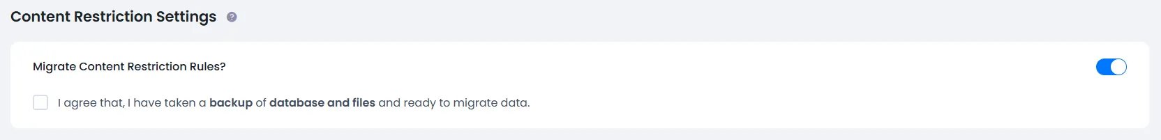 Migration tool access rule screen