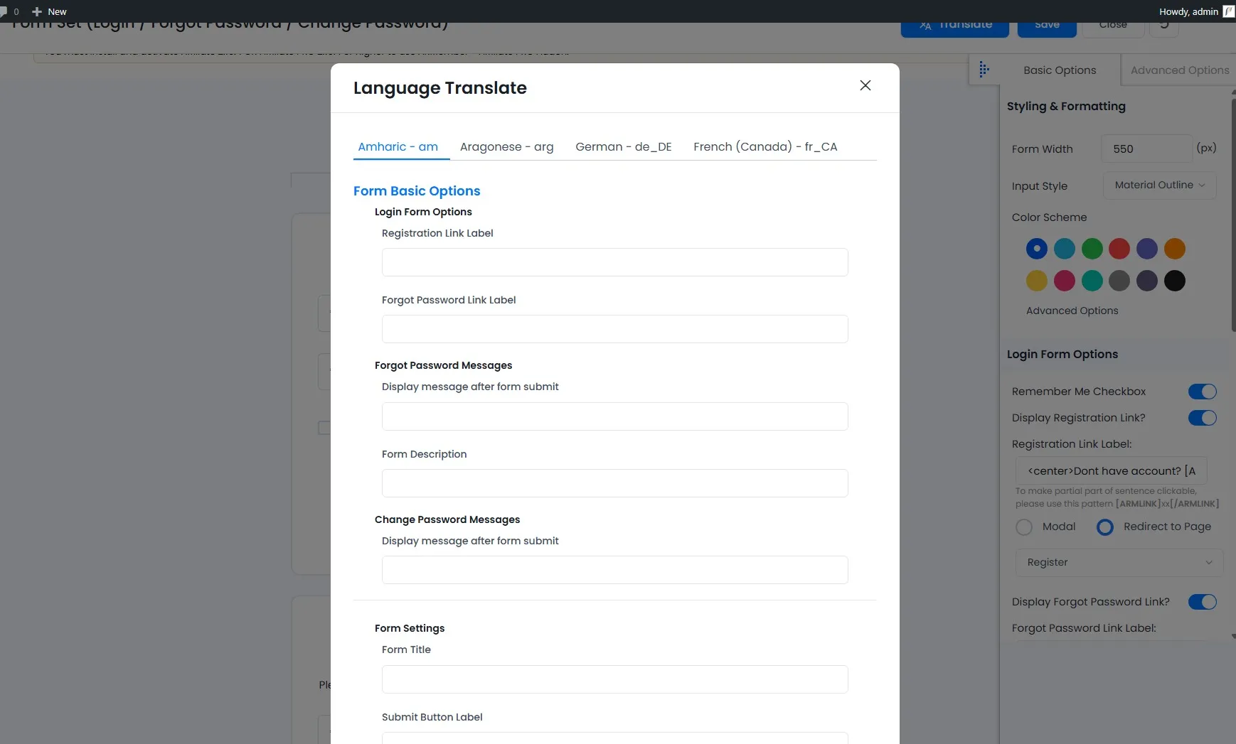 Multi Language Forms