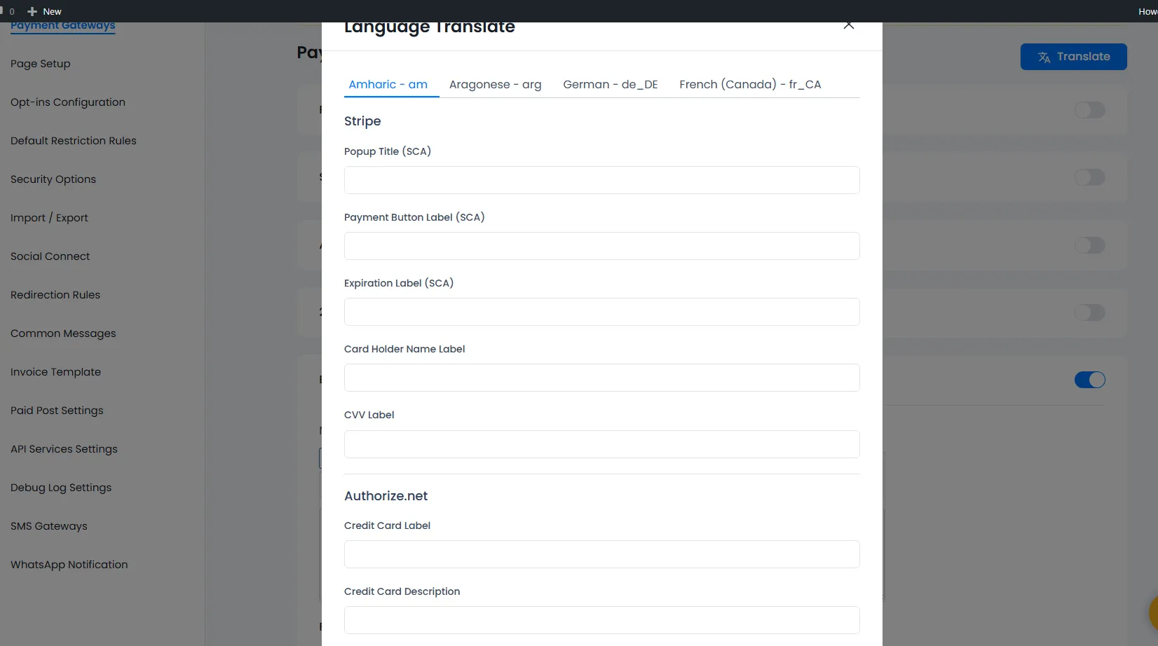 Multi Language Payment Gateways