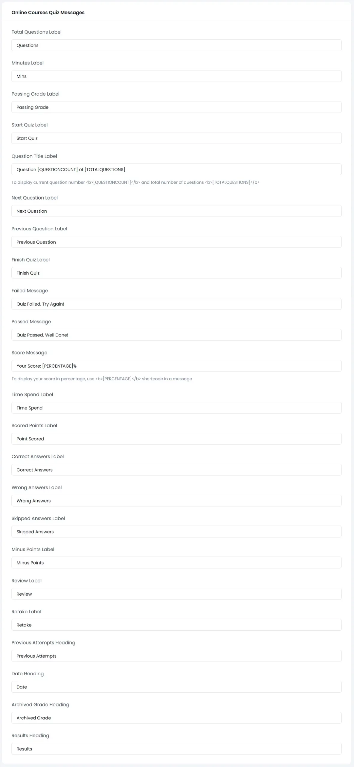 Common Message quiz Common Messages Quiz