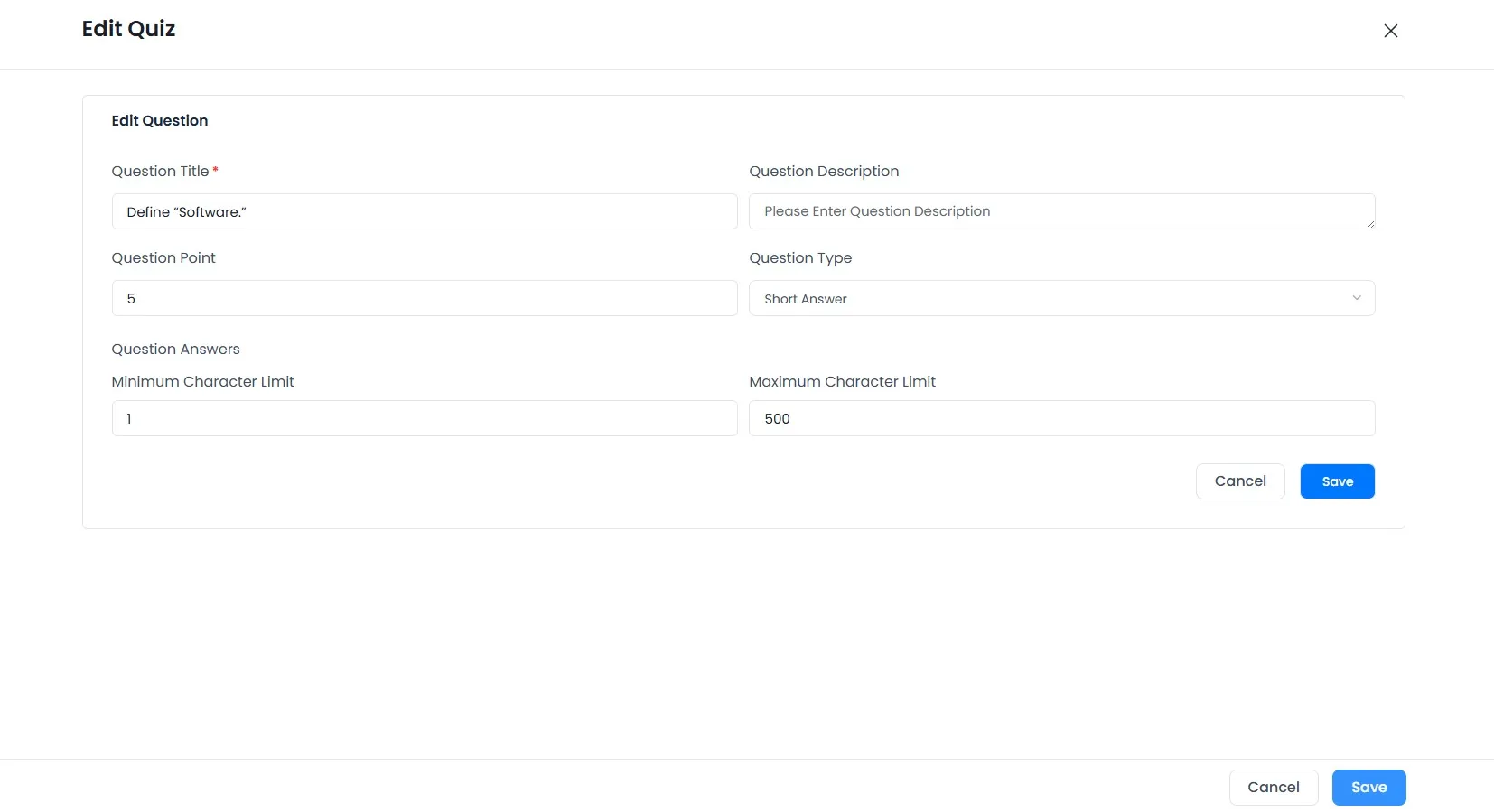 Short answer question Short answer question