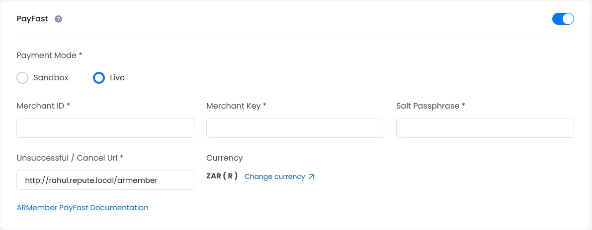 general setting screen