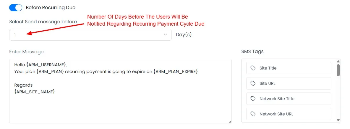Notification before payment due