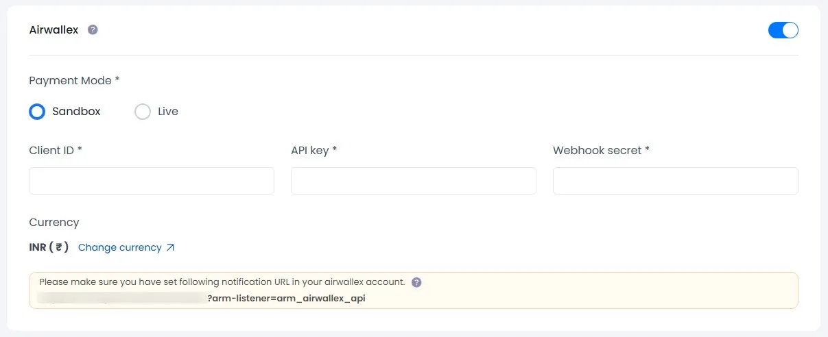 general setting screen