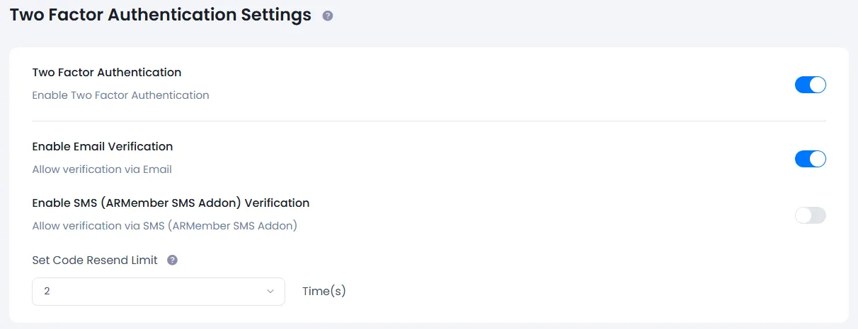 ARMember Two Factor Authentication