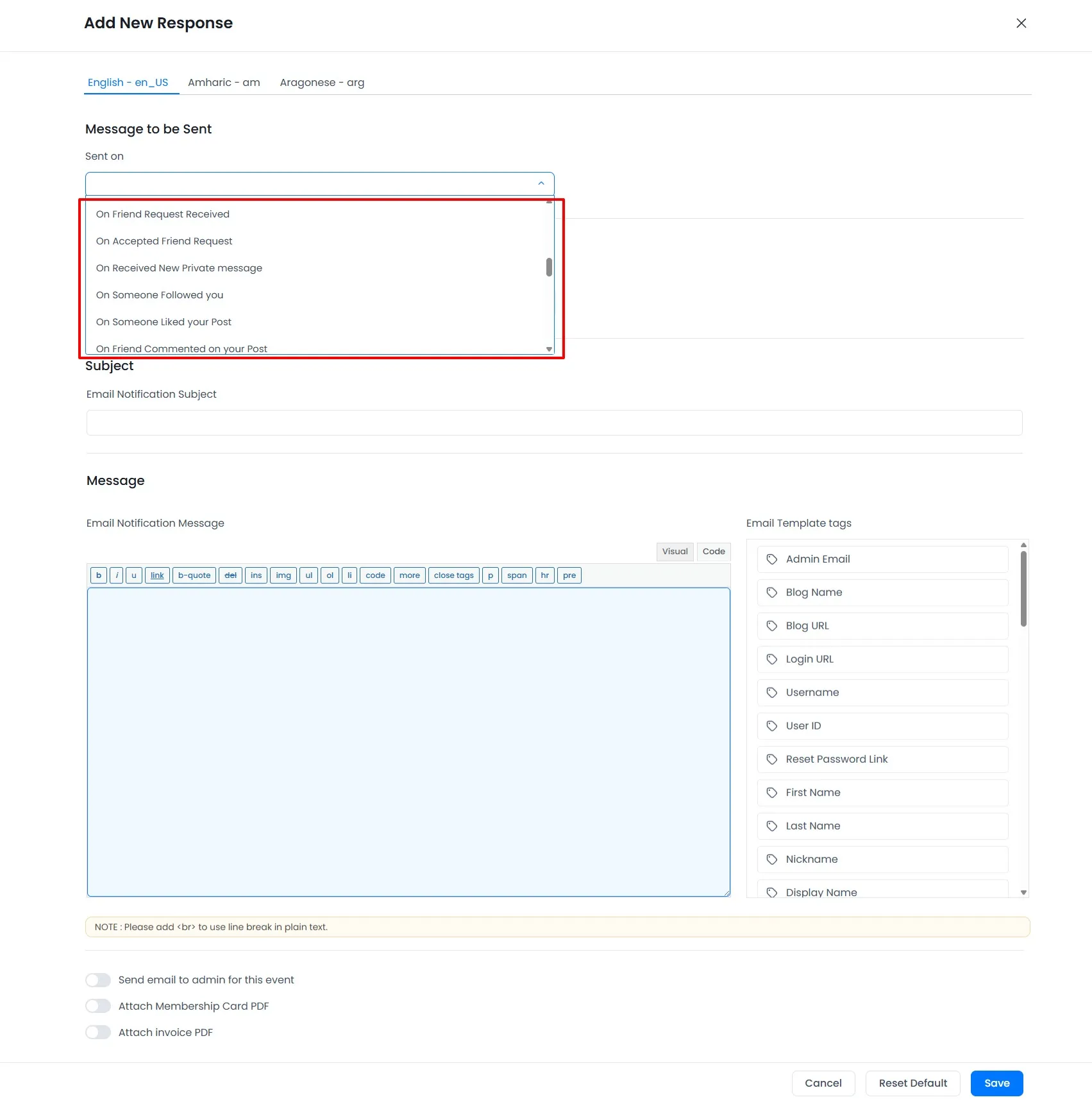 Community Email Notification Configuration