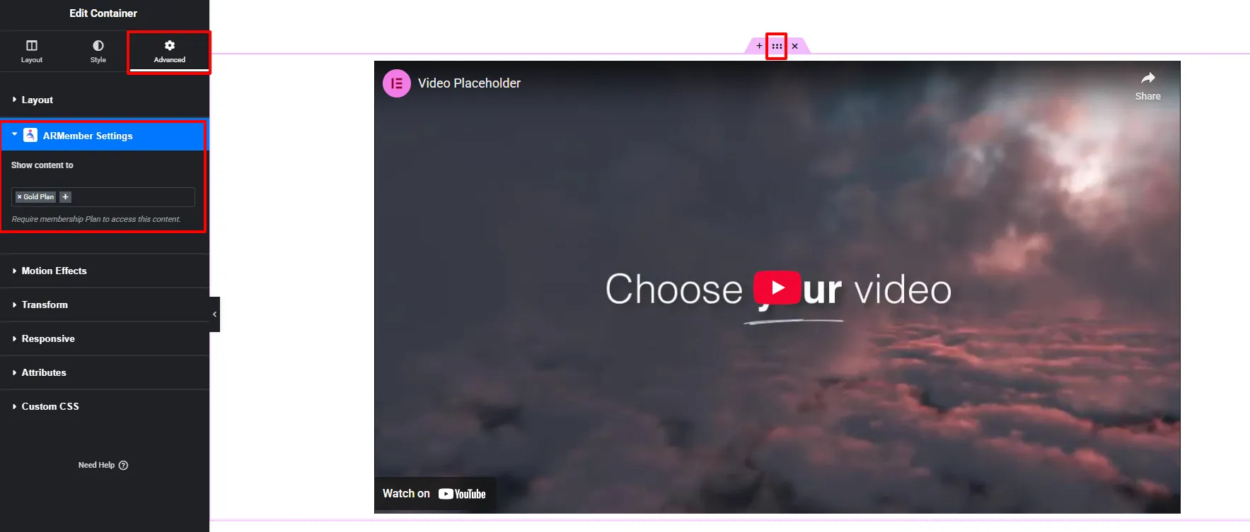ARMember Restriction with Elementor ARMember Register Form Widget on Elementor