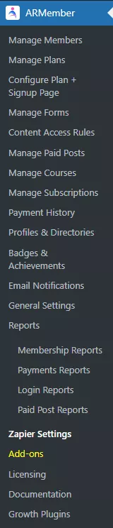Zapier Display in ARMember section