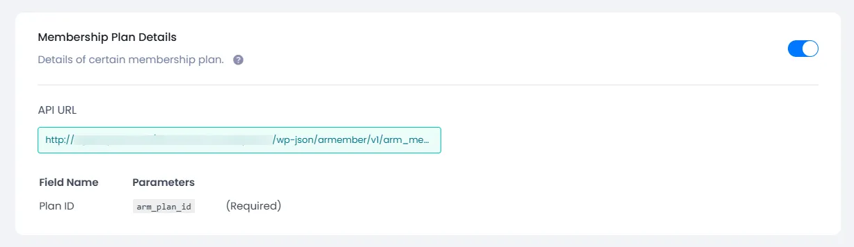 API Service Membership Plan Details API Service Membership Plan Details