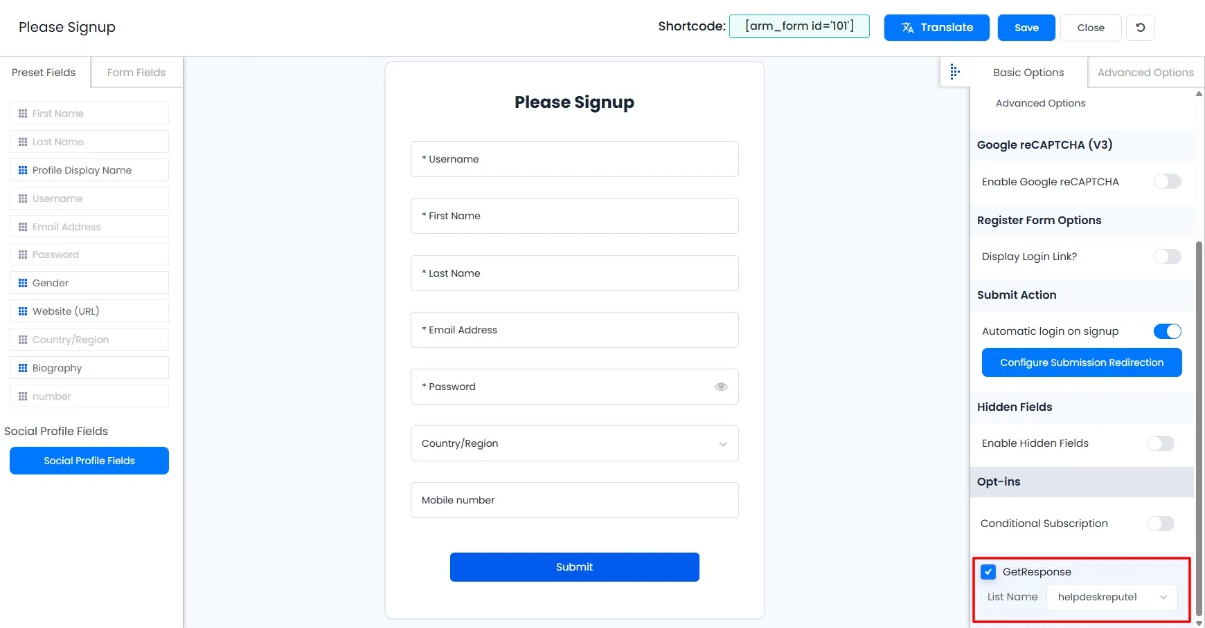 Manage Forms