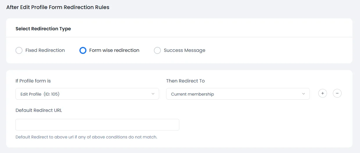 Edit Profile Redirection Rules