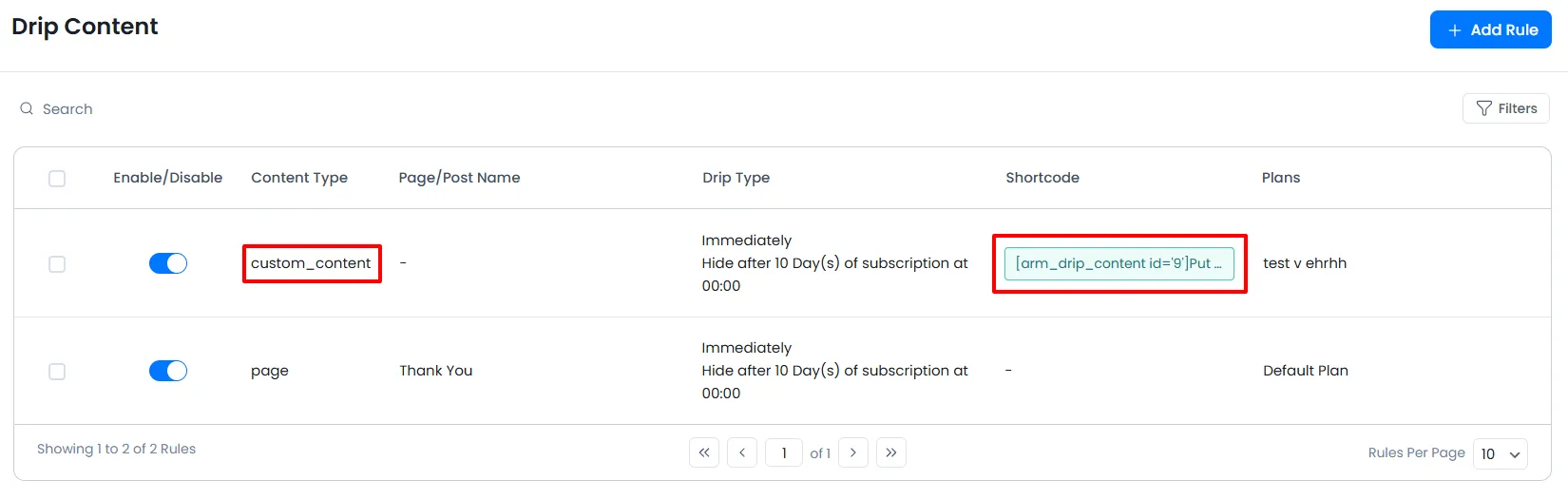 ARMember Custom Drip Shortcode
