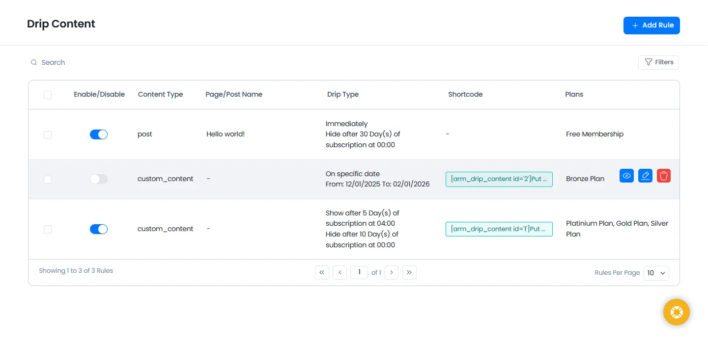 Drip Rules Management