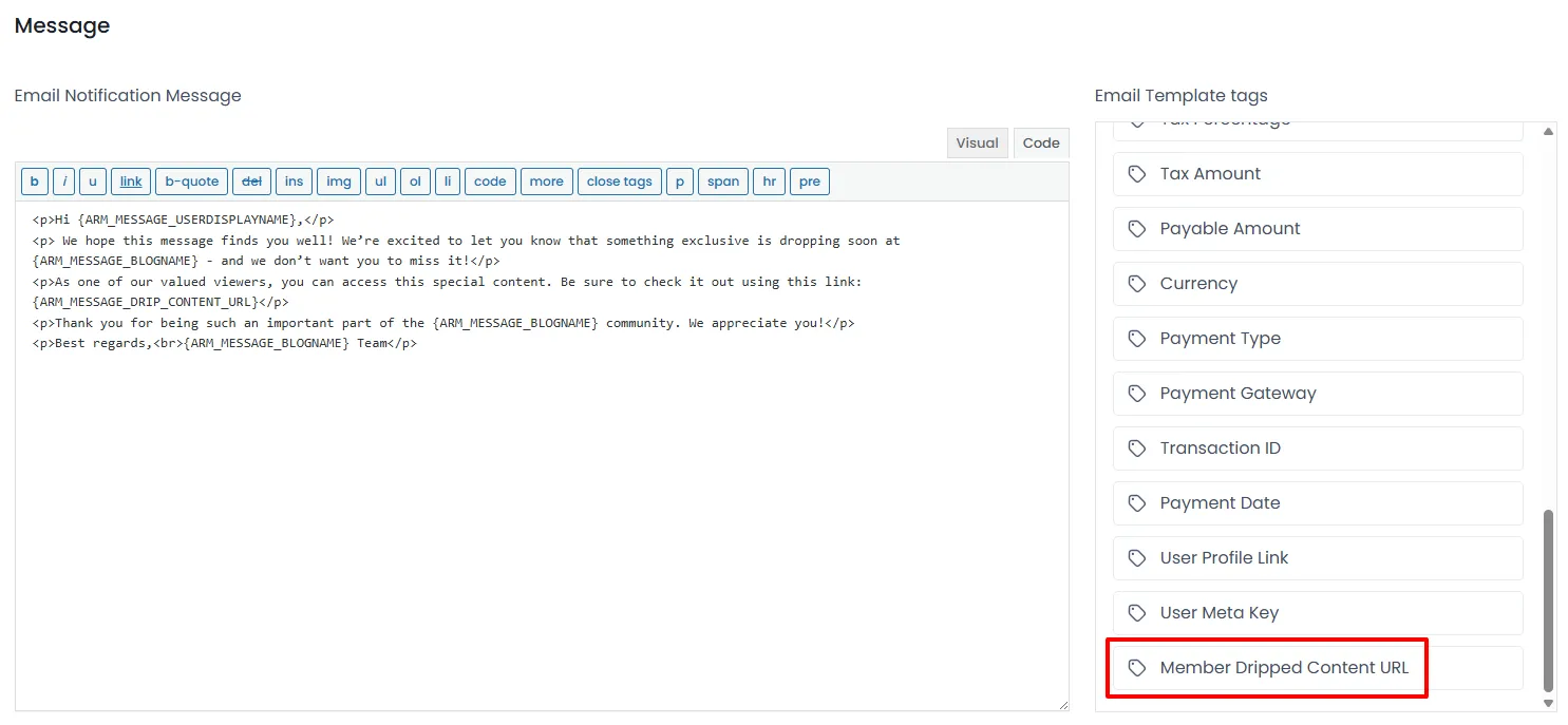 armember_drip_rules_add_custom_content_shortcode