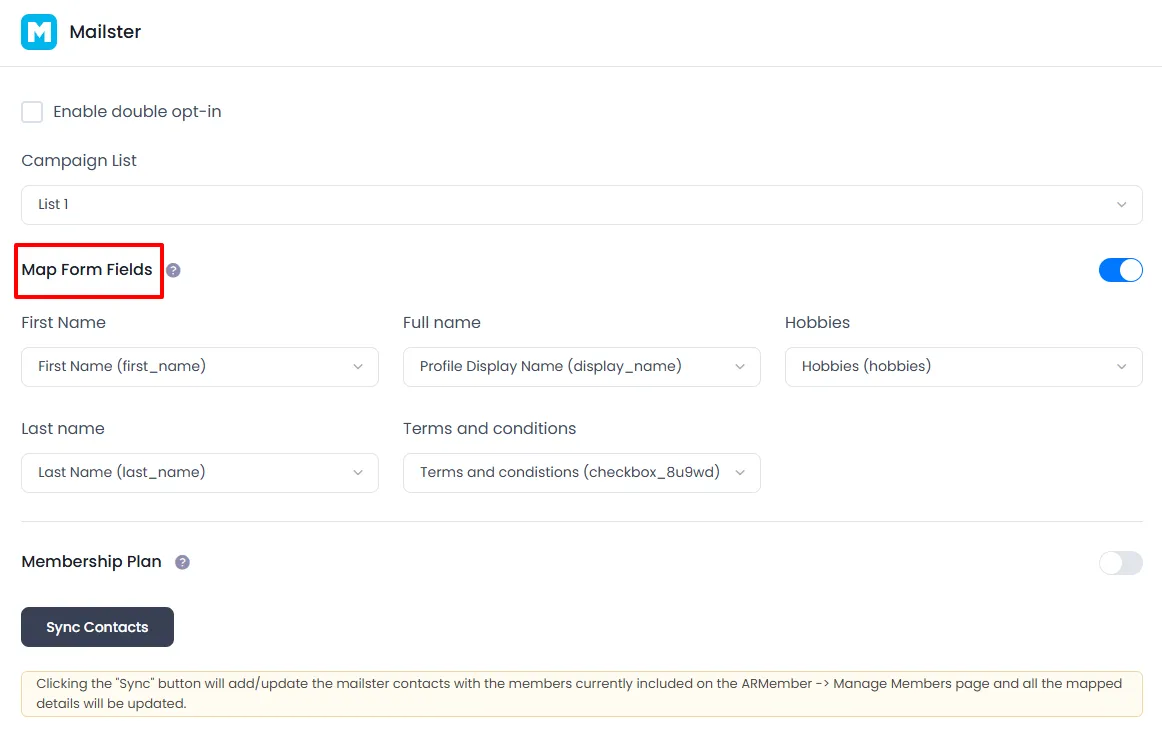 ARMember Mailster Settings