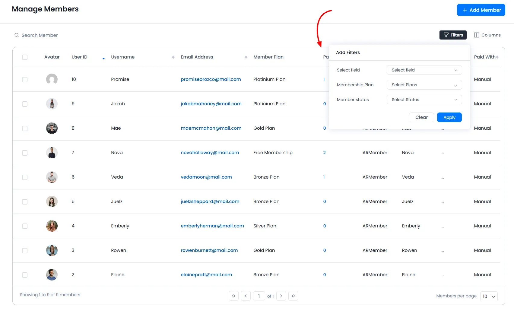 ARMember_manage_member