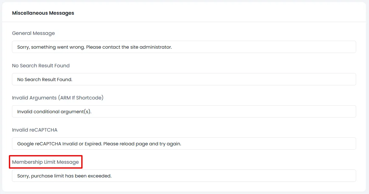 limit purchases messages