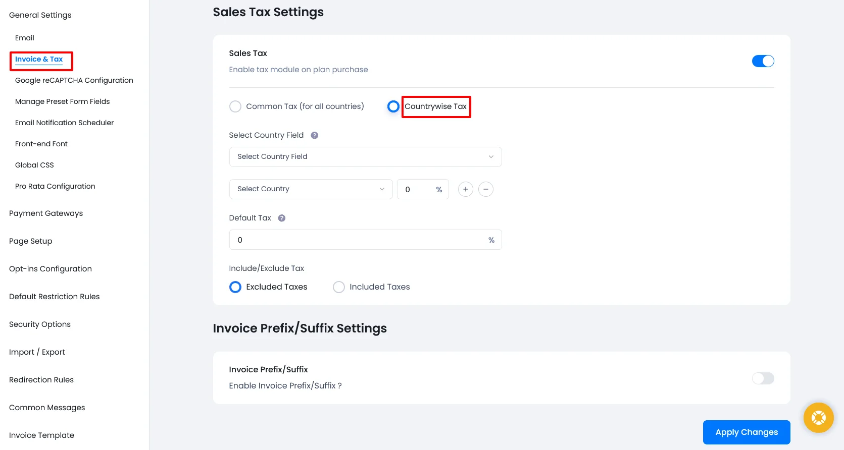 ARMember - Tax Settings