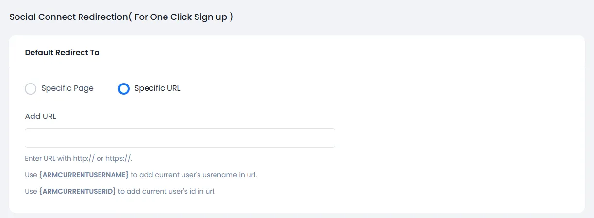 Social Connect Redirection