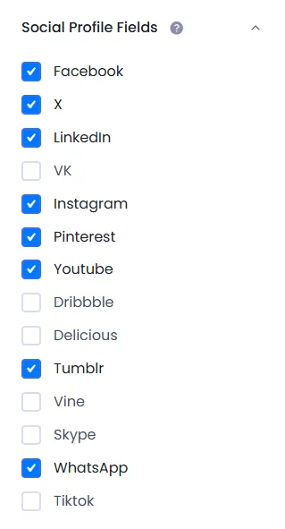 ARMember profile social fields