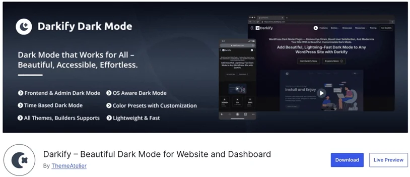 darkify dark mode plugin