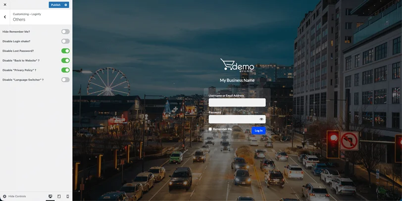 hide unwanted option from login page
