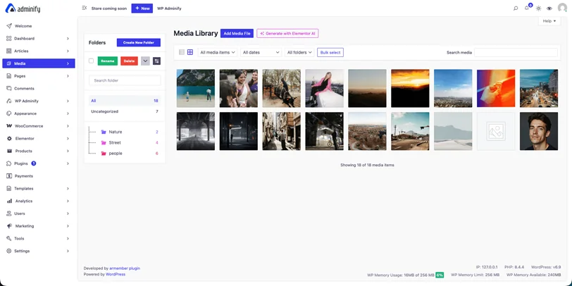 post type and media library folder