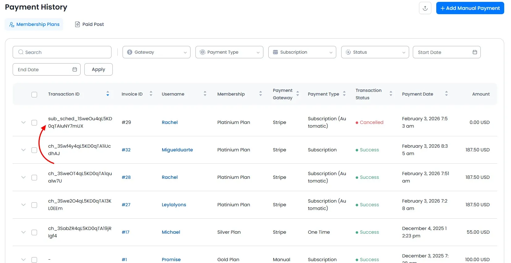 ARMember stripe-paymemt_history Settings ( Payment Gateways )