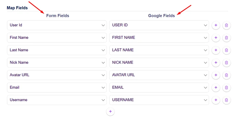 check map form and google fields