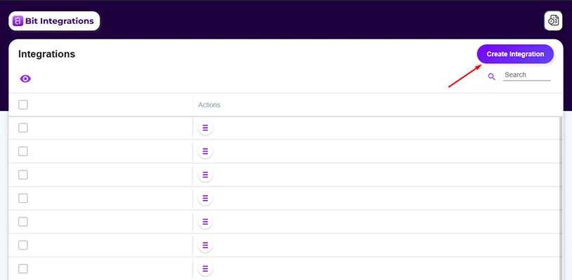 click on create Integrations