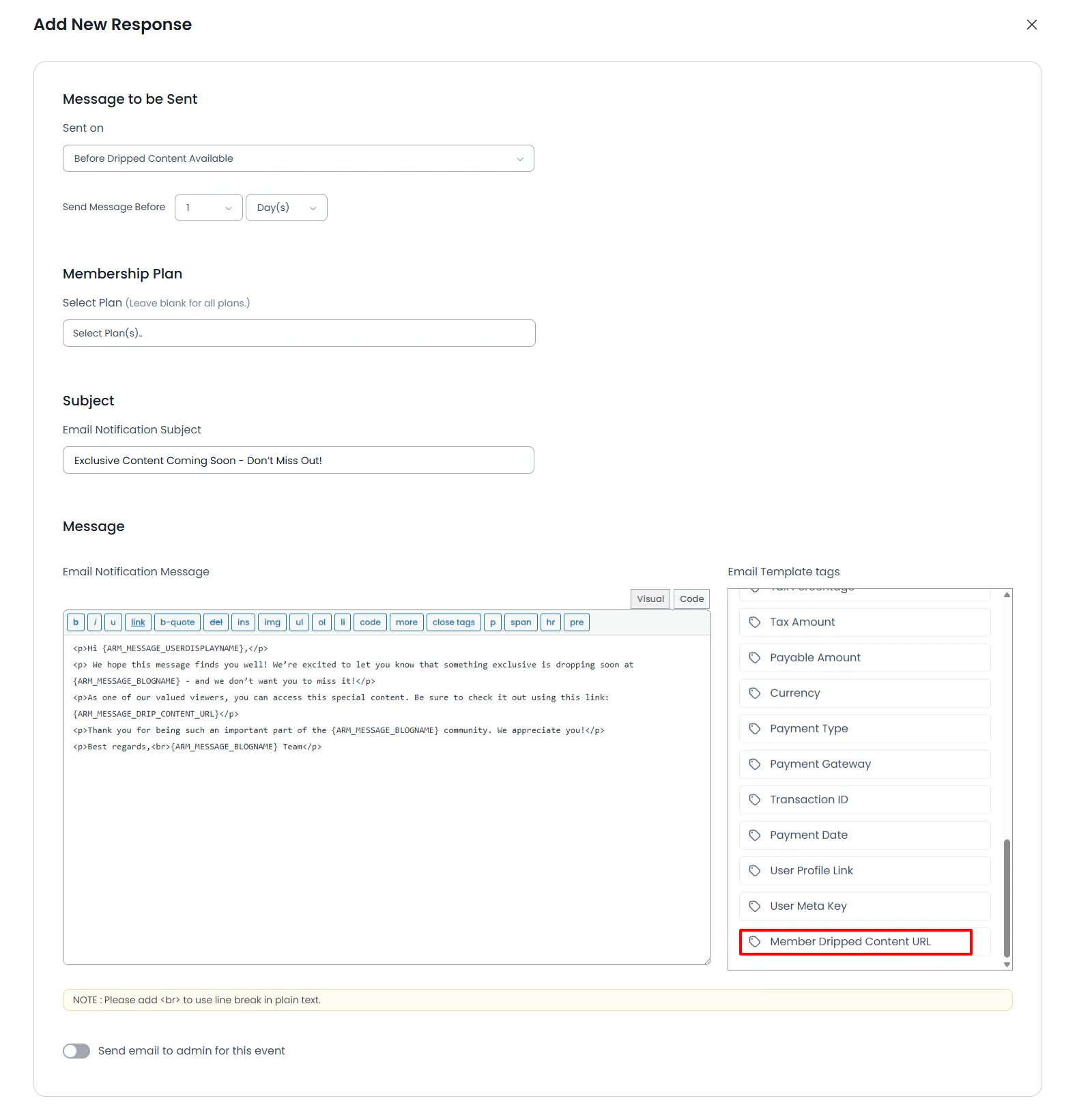 armember_drip_rules_add_custom_content_shortcode