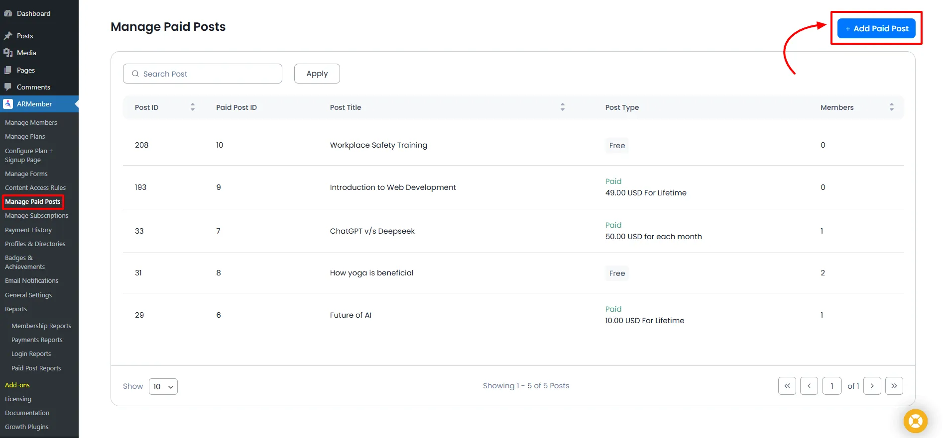 ARMember_Paid_post_Admin_Panel