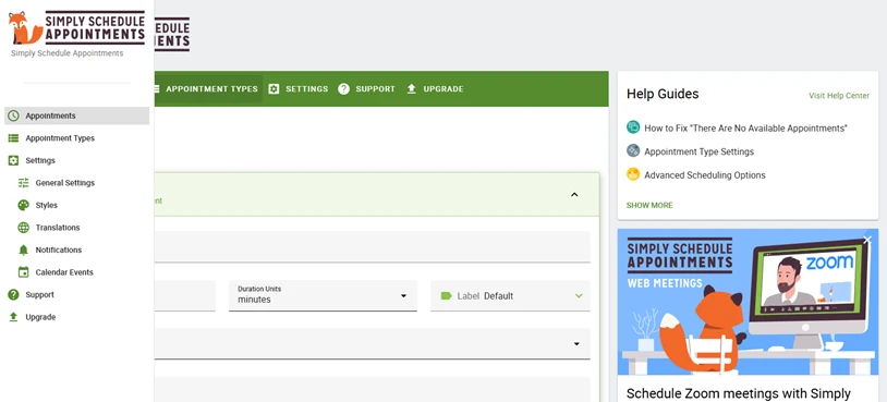 Simply Schedule Appointments Dashboard