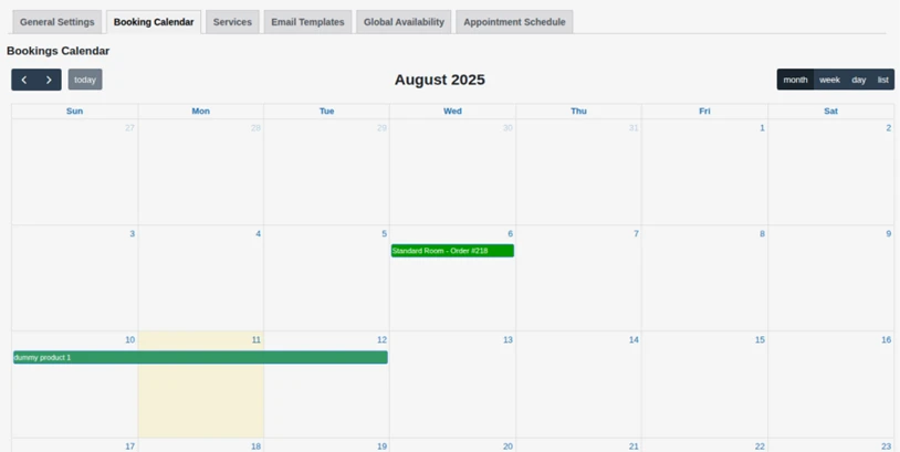 WooCommerce Booking Calendar