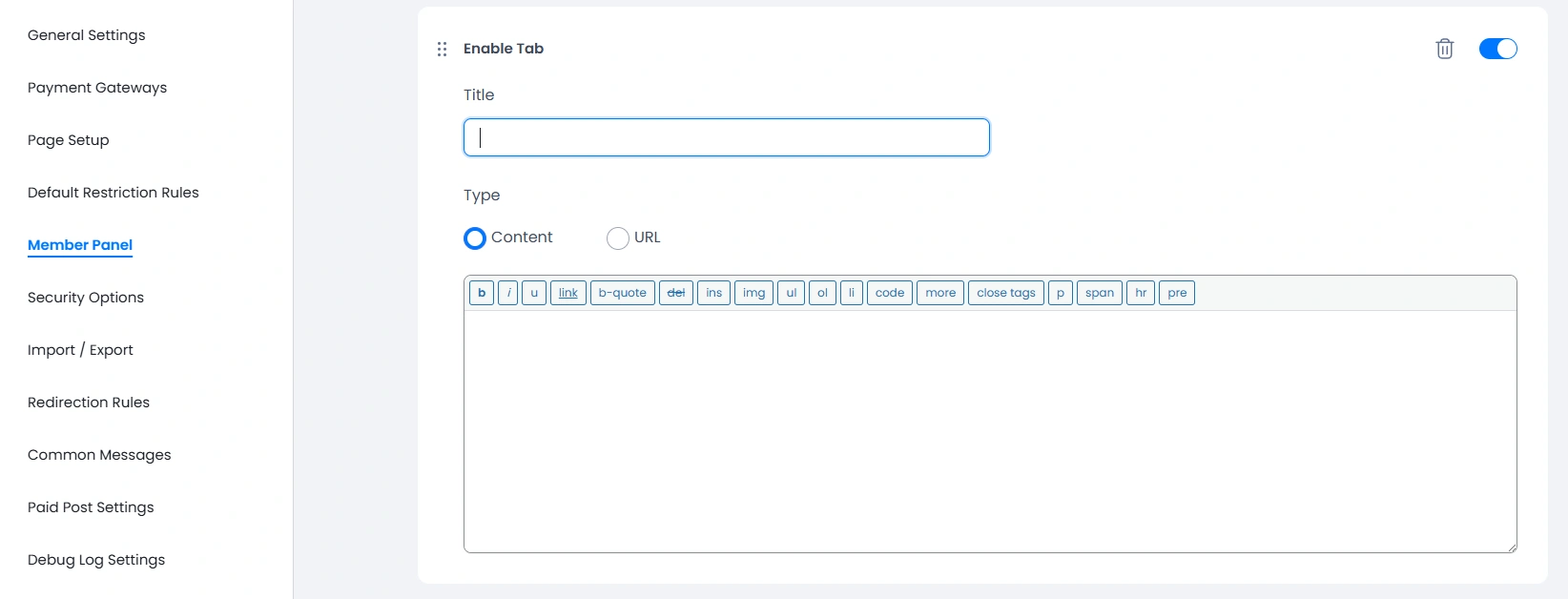 ARMember Add Custom Tab Content Type