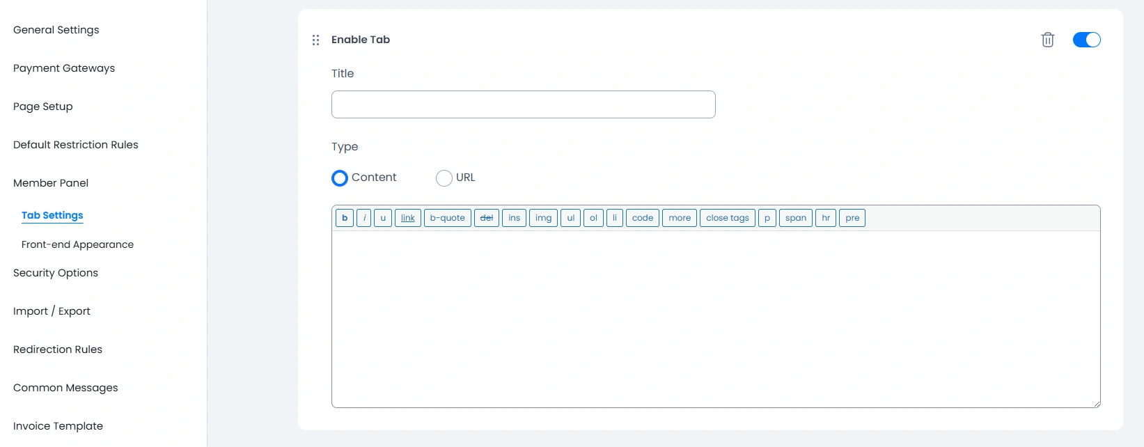 ARMember Add Custom Tab Content Type