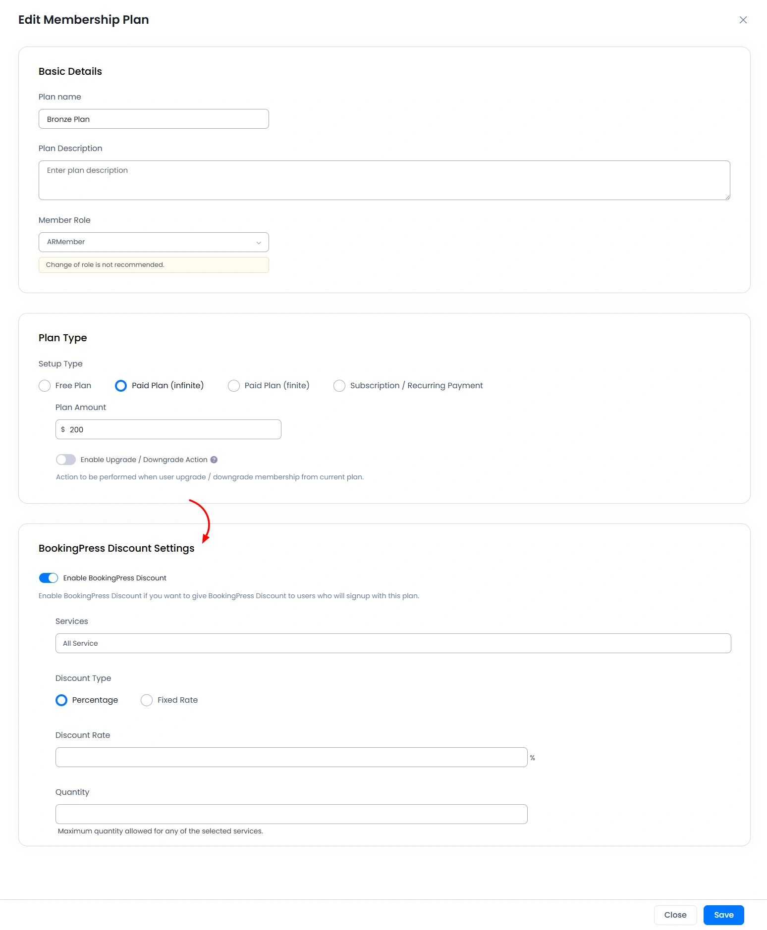 BookingPress Discount Settings Enabled