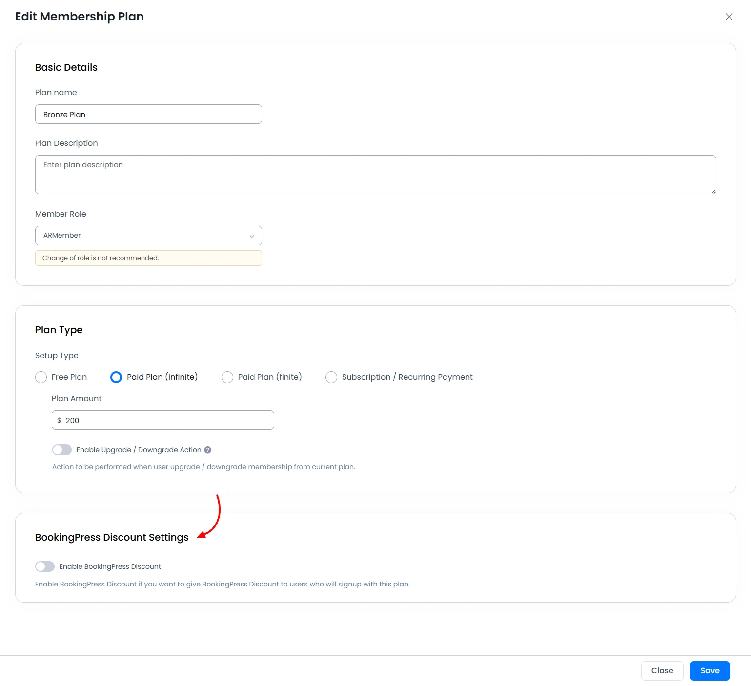 BookingPress Discount Settings