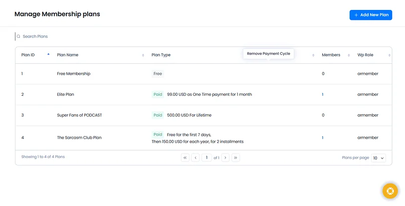 manage membership plan